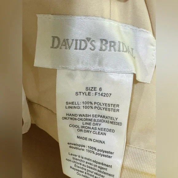 David’s Bridal Champagne Satin Rosette Dress - Size 6 - Picture 6 of 6